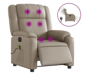Vidaxl sillón reclinable de masaje eléctrico cuero sintético capuchino