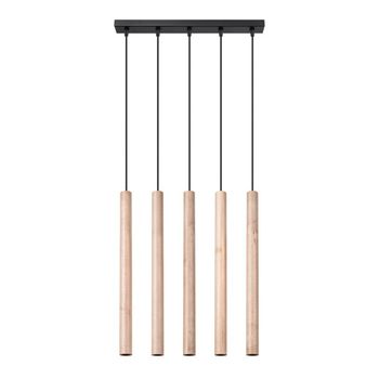 Lámpara colgante vacu 5 luces , madera natural