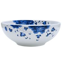 lavabo sobre encimera redondo ceramica blanco y azul 41x14 cm vidaxl