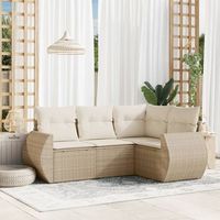 conjunto de sofas jardin con cojines 4 uds  mueble jardin mesa y sillas ratan sintetico beige cfw829649