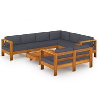 muebles de jardin 8 pzas con cojines gris oscuro madera acacia vidaxl