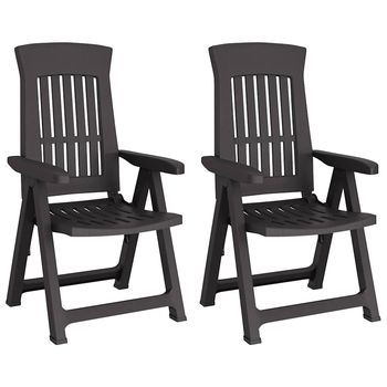 Pack 2 Uds Sillas Reclinables De Jardín | Silla De Exterior | Sillón Pp Gris Antracita