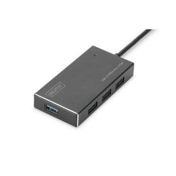 Hub Digitus 4 puertos USB 3.2 Gen 1 5 Gbps aluminio negro 1,2 m cable