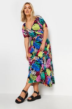 Yours Vestido Largo De Hojas En Tonos Arcoíris, Mujer Curvy Y Tallas Grandes, Yours