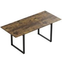 homcom mesa de comedor extensible 140-180 cm para 6-8 personas rectangular estilo industrial con estructura de acero efecto madera de tigre