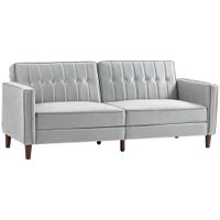 homcom sofa cama convertible 3 plazas de terciopelo con respaldo reclinable patas de madera para salon moderno 189x805x785cm gris   aosom espana