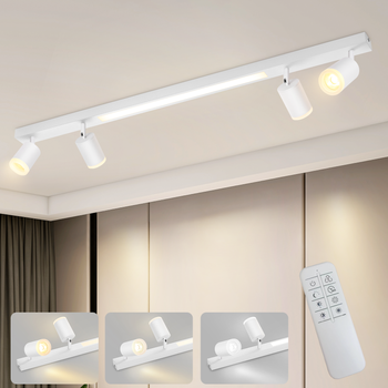 Nettlife Plafón Led 4 Bombillas Regulables 38w Blanco Con Mando A Distancia 3000k-6500k Orientable 350°