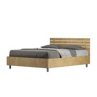cama doble con almacenaje 140x190 con cabecera recta de listones roble natural ankel