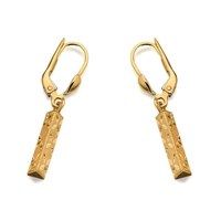 9ct gold triple sided star design earrings - 30mm drop - g1111