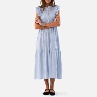 lollys laundry harriet striped cotton-poplin maxi dress - xl