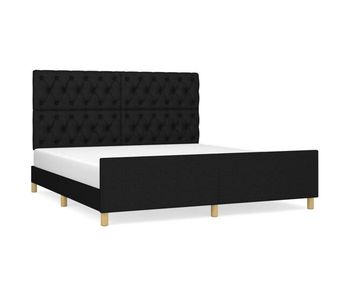 Estructura de cama con cabecero de tela negro 160x200 cm diseño de botones