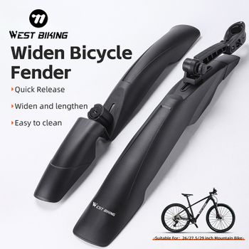 Guardabarros para Bicicleta WEST BIKING, Envío Local, 26/27.5/29 Pulgadas, Guardabarros Delantero y Trasero para Bicicleta de Montaña, Guardabarros Extensible para Rueda MTB, Liberación Rápida