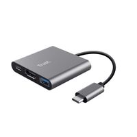 docking usb-c trust dalyx 3 en 1 1xhdmi 4k 1xusb-a 32 1xusb-c pd 100w gris