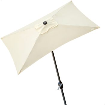 Parasol Balcón Rectangular con Mástil de Aluminio y Manivela, 200x120x240 Cm, Crema