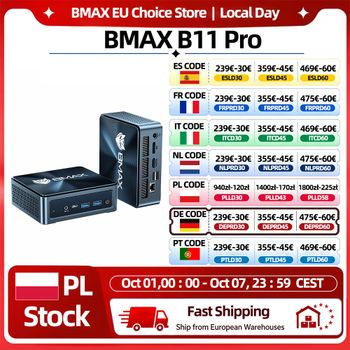 Mini PC BMAX B11 Pro con IA, Intel Core Ultra 5 115U, 8 Núcleos, 10 Hilos, 16GB RAM, 512GB SSD, WiFi, Bluetooth, USB, HDMI, Tipo-C, Windows 11