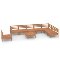 juego muebles de jardin 9 pzas madera maciza pino marron miel vidaxl