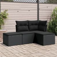 conjunto de sofas jardin 4 uds  mueble jardin mesa y sillas con cojines ratan sintetico negro cfw837831