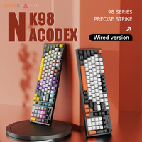 teclado mecanico intercambiable en caliente ajazz nk98 perilla de volumen de metal teclas retroiluminadas teclado con cable