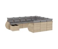 vidaxl set de sofas de jardin 11pzas con cojines ratan sintetico beige