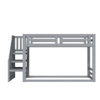 cama infantil 90x200 cm - litera baja con escalera de seguridad - estructura de madera maciza - gris