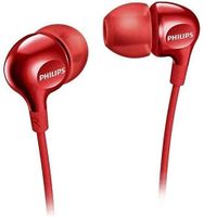 philips she3555rd00 - auriculares intrauditivos graves profundos microfono integrado 2 tipos de tapones ajuste cable reforzado rojo