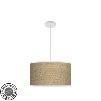 Colgante moda 2xe27 blanco/cañizo claro regx40x40 c/difusor