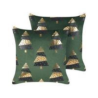 conjunto de 2 cojines de terciopelo arboles de navidad de estampado 45 x 45 cm con relleno fundas extraibles verde goldspruce