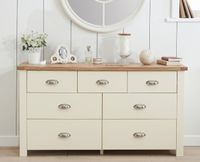 somerset oak and cream 3 over 4 drawer chest