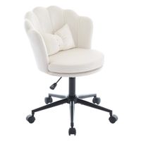 silla de oficina en forma de petalo de terciopelo blanco