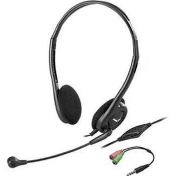 Auriculares Genius HS-200C con cable USB para oficina, micrófono y adaptador negro
