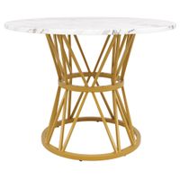 mesa de comedor redonda para 4 personas patas de metal elegantes tablero de mesa de mdf 100x100x76 cm blancooro