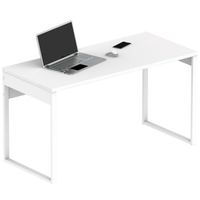 escritorio mesa de ordenador oficina estudio patas estructura metalica industrial 76x135x60cm blanco  briebe smuk