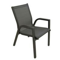 sillon de terraza apilable medidas 56x66x90 cm aluminio doble reforzado color antracita textilene plata y negro sillas de comedor silla de terraza