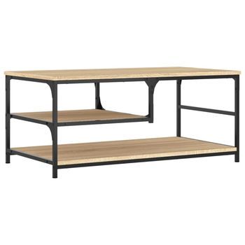 Mesa De Centro Madera De Ingeniería Roble Sonoma 90x49x40 Cm Vidaxl