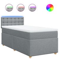 cama individual  cama de adulto  cama box spring con colchon tela gris claro 90x200 cm
