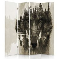 biombo wolf forest - separador de ambientes cm 145x180 4 paneles