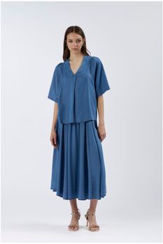 blusa tencel vaquera medium blue s