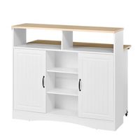 isla de cocina - comedor extensible con sillas - aparador con amplio espacio de almacenamiento - blanco
