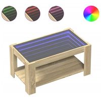 mesa de cafe - mesa de centro y led madera ingenieria roble sonoma 93x53x45 cm