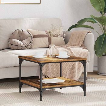 Mesa De Café - Mueble Para Salón - Madera Contrachapada - Madera Vieja (55x55x40cm)