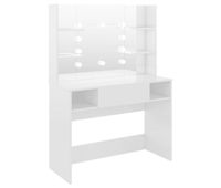 vidaxl tocador de maquillaje luces led mdf blanco brillo 100x40x135 cm