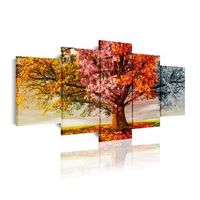 cuadros modernos  lienzo decorativo  paisaje arboles cuatro estaciones  5 piezas 200x100cm xxl - dekoarte