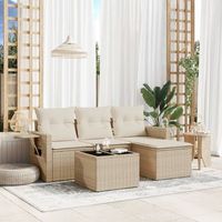 conjunto de sofas jardin con cojines 4 uds  mueble jardin mesa y sillas ratan sintetico beige cfw897862