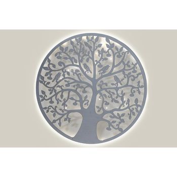 Decoracion Pared Led Metal 99x2x99 Arbol Blanco