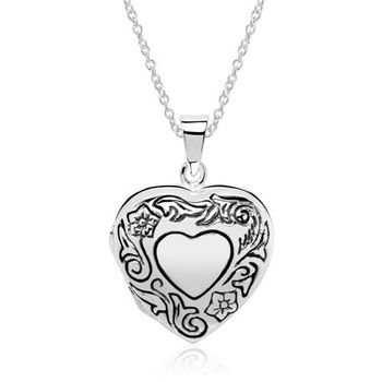 Cadena grabable de plata 925 y medallón de corazón