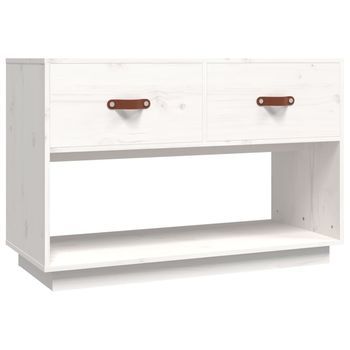 Mueble Para Tv Madera Maciza De Pino Blanco 90x40x60 Cm Vidaxl