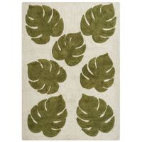 alfombra de algodon 140 x 200 cm habitacion infantil rectangular beige y verde botanist