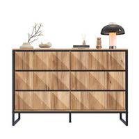 aparador - mueble auxiliar de salon - mdf y particulas - negro y madera 120x40x80cm