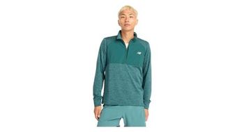 Camiseta termica new balance athletics heat grid verde hombre 1 2 cremallera