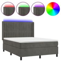 cama box spring colchon y led terciopelo gris oscuro 140x200 cm vidaxl
